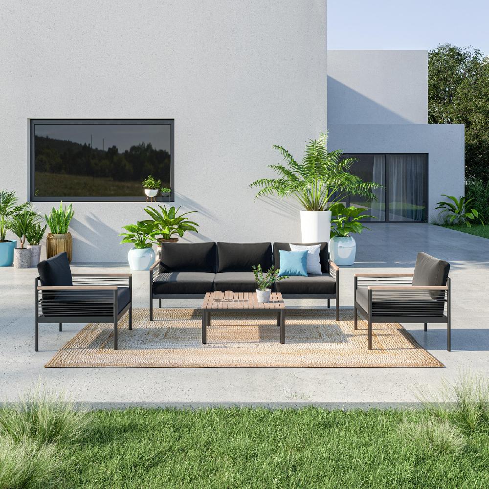 Mesa De Jardín Baja De Aluminio Escocia Marrón 72x32x72 Cm