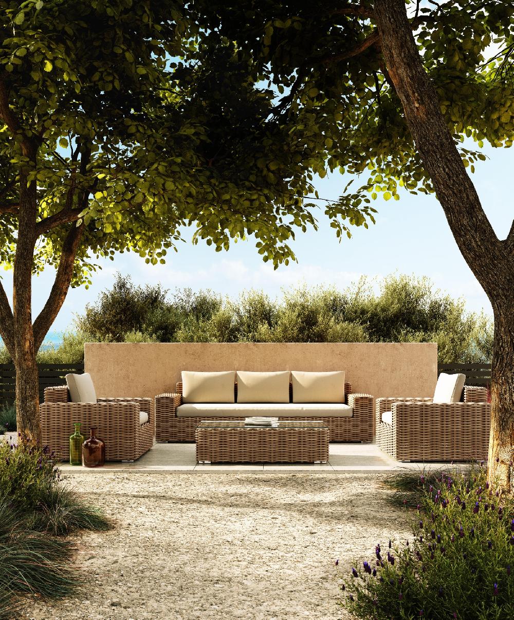 Mesa De Jardín Baja De Resina Trenzada Ayamonte Multicolor De 40x70x120 Cm