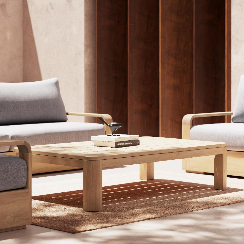 Mesa De Jardín Baja De Teca Bari Marrón De 80x32x80 Cm