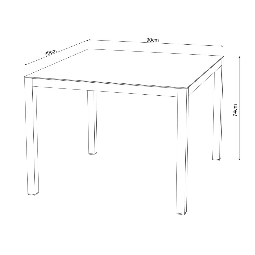 Mesa De Jardín BENIDORM Cuadrada En Aluminio Gris Antracita Y Cristal Glacé. Med: 90x90x74H P.B.:15 5 Kg