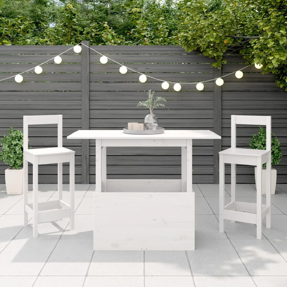 Mesa De Jardín Blanca 100x50x75 Cm Madera Maciza De Pino