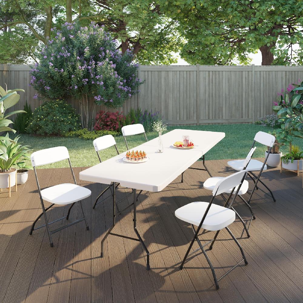 Mesa De Jardín Catering Easy De Acero Blanco De 243x74x76 Cm