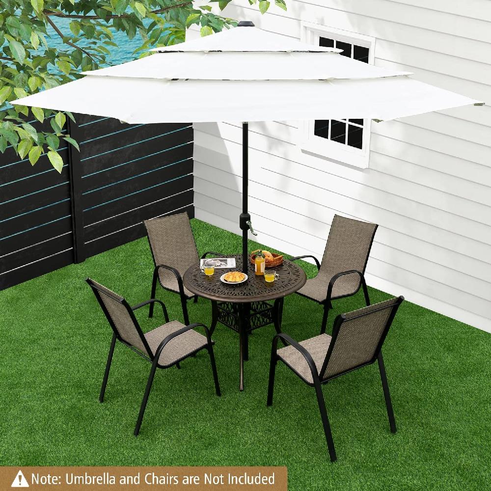 Mesa De Jardín Con Agujero Para Sombrilla De 5 Cm Mesa De Aluminio Con Patas Ajustables Mesa Redonda Para Patio Patio Trasero Balcón 90x90x74 Cm