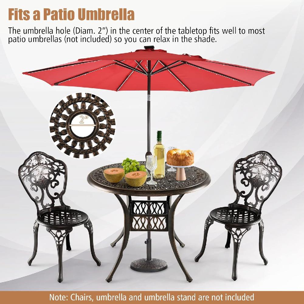 Mesa De Jardín Con Agujero Para Sombrilla De 5 Cm Mesa De Aluminio Con Patas Ajustables Mesa Redonda Para Patio Patio Trasero Balcón 90x90x74 Cm