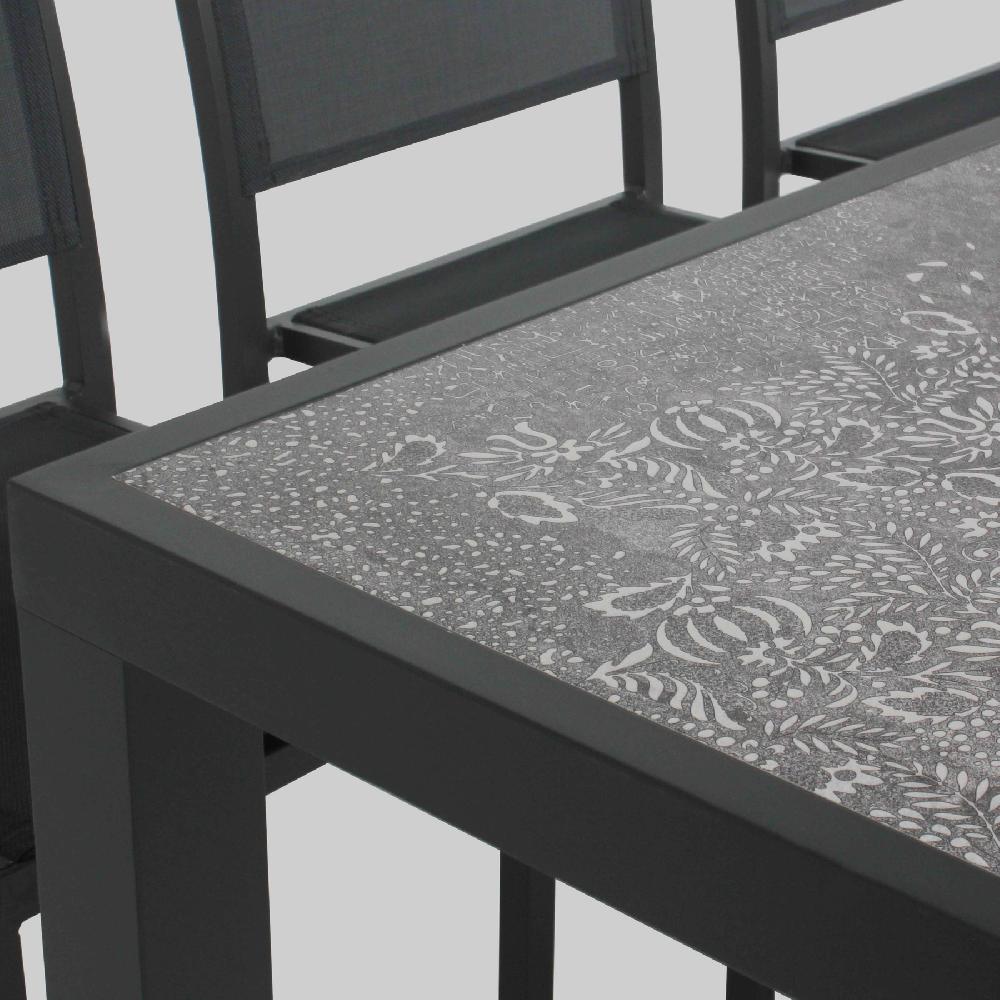 Mesa De Jardín Con Efecto De Estampado De Cerámica Y 8 Asientos Tivoli - Oviala