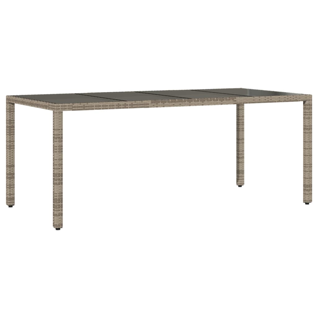 Mesa De Jardín Con Tapa De Cristal Gris 190x90x75cm Mimbre Resina