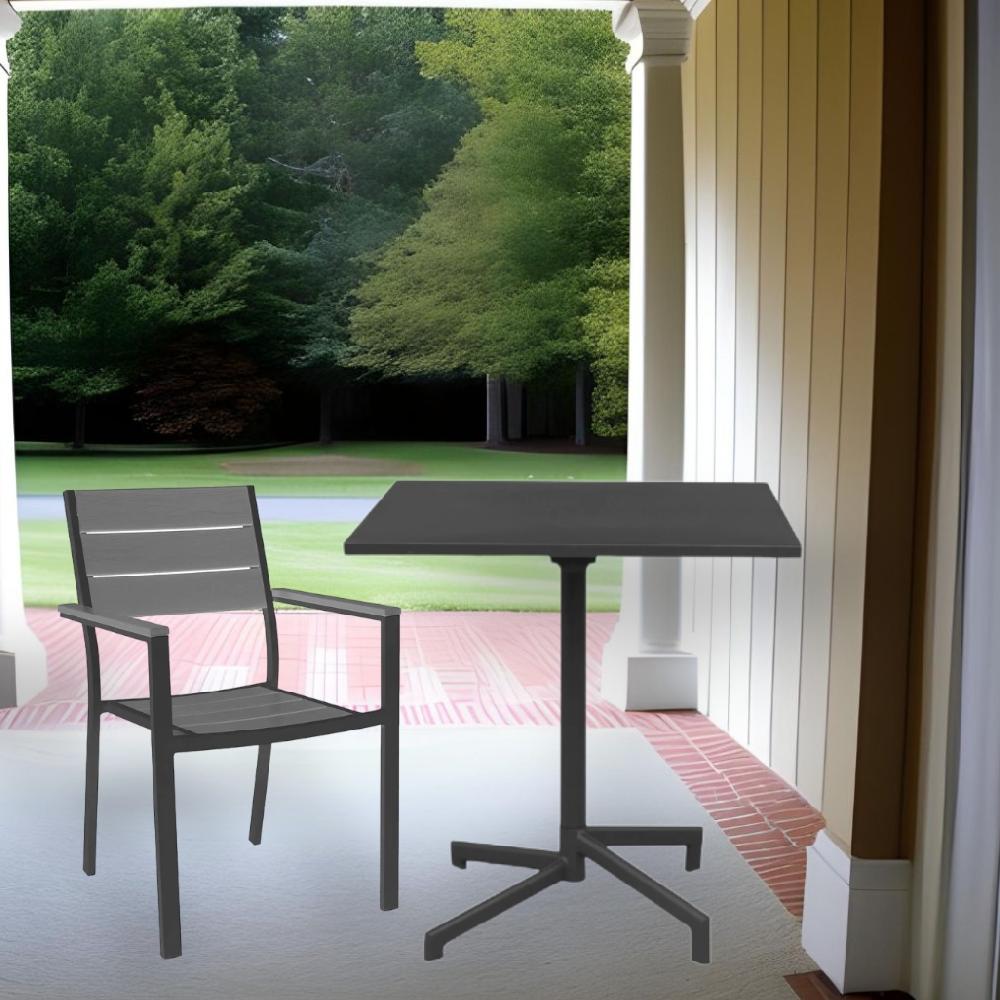 Mesa De Jardín Cuadrada Plegable De 70x70 Cm Con Estructura De Acero Y Tablero Freddy - COLOR Blanco