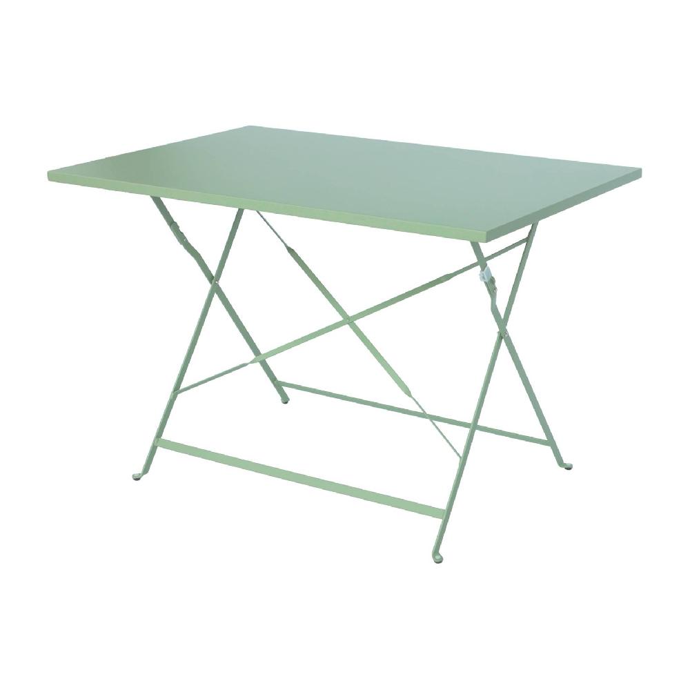 Mesa De Jardín Cuadrada Plegable De Metal 4 Sillas Emilia Verde Grisáceo 110x70x72 Cm