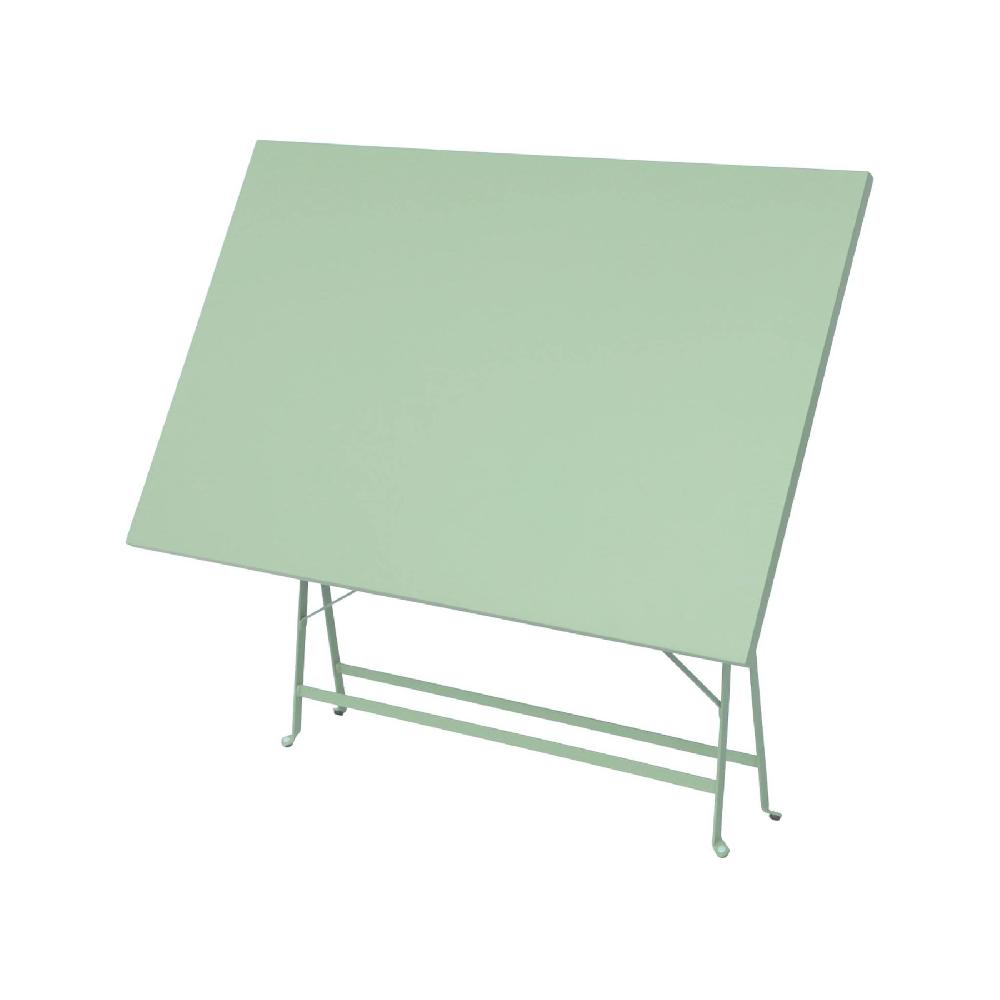 Mesa De Jardín Cuadrada Plegable De Metal 4 Sillas Emilia Verde Grisáceo 110x70x72 Cm