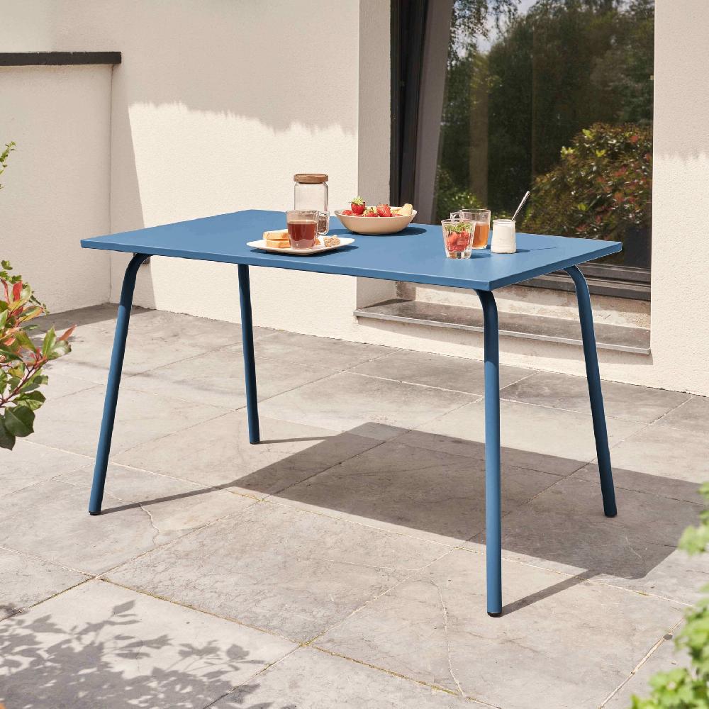 Mesa de jardín de acero azul pacífico Palavas - Oviala