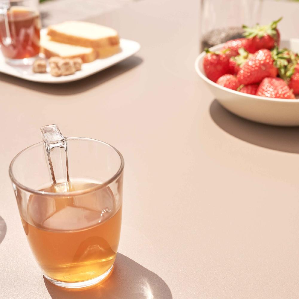 Mesa De Jardín De Acero Color Topo Palavas - Oviala