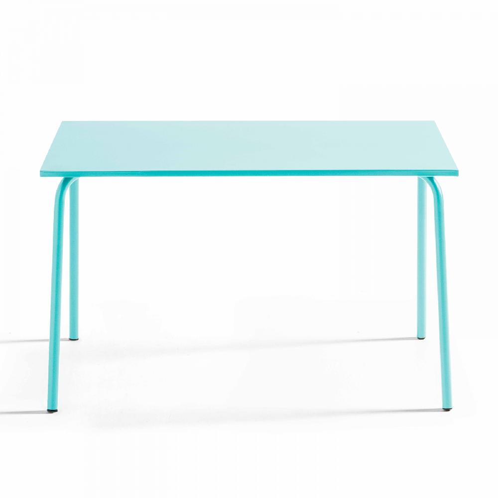 Mesa De Jardín De Acero De 120 X 70 Cm En Color Turquesa Palavas - Oviala