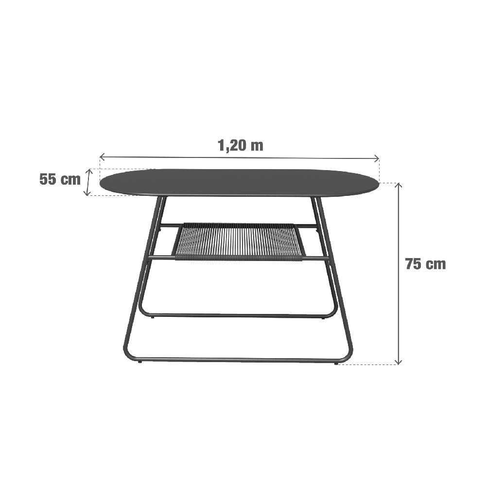 Mesa De Jardín De Acero NATERIAL Duo Gris De 55x75x120 Cm