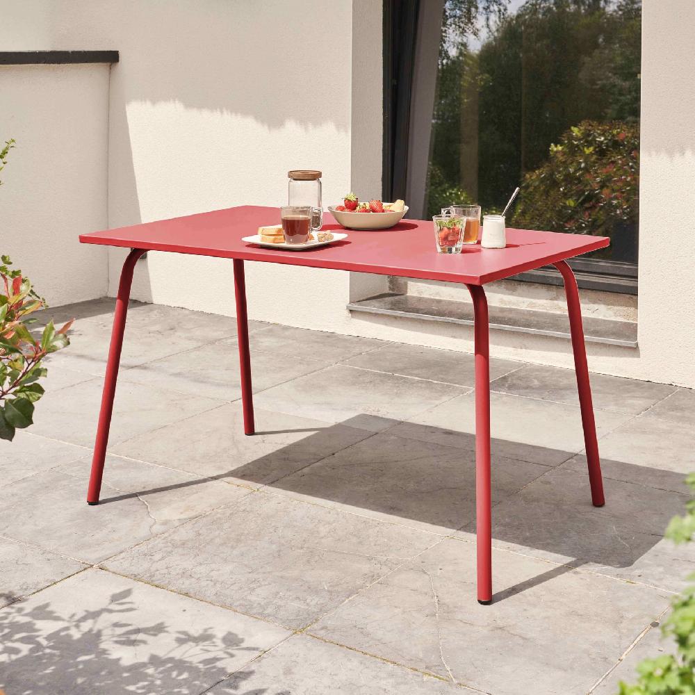 Mesa de jardín de acero rojo Palavas - Oviala