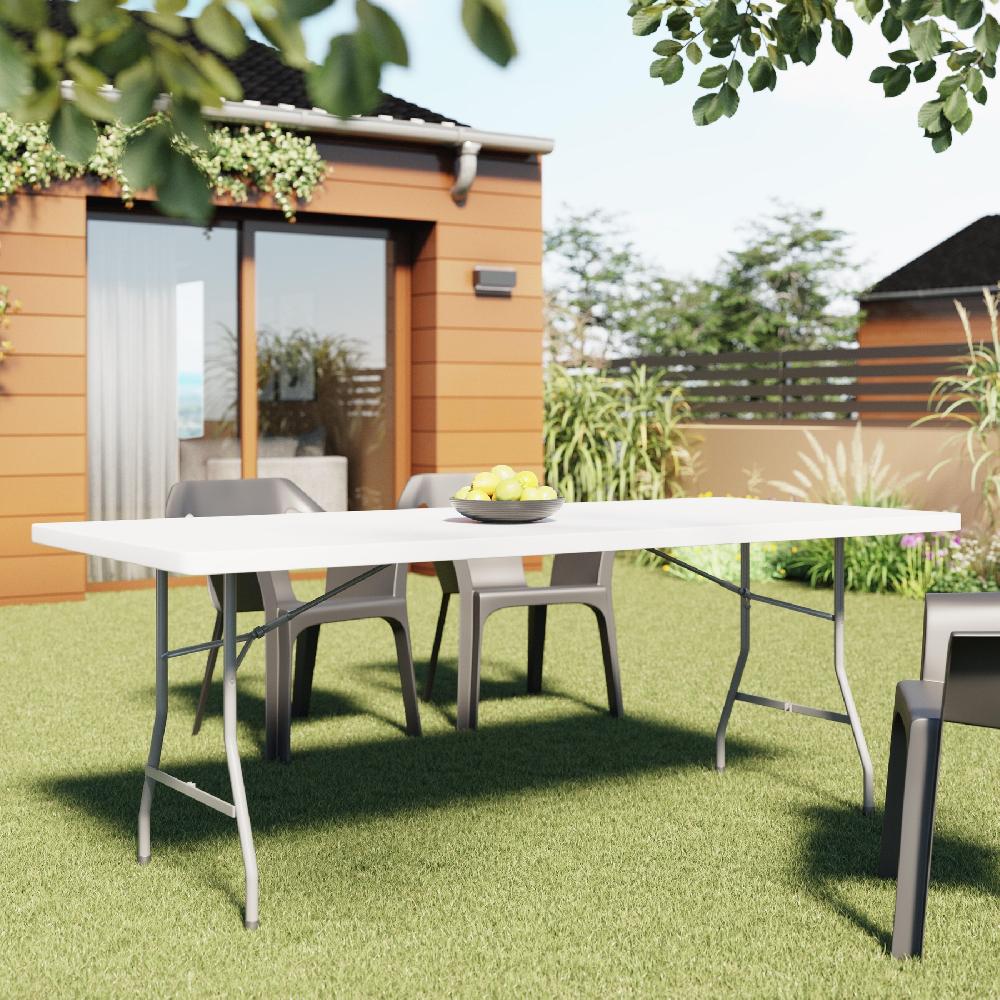 Mesa De Jardín De Acero Vivaldi Gris De 90x74x200 Cm