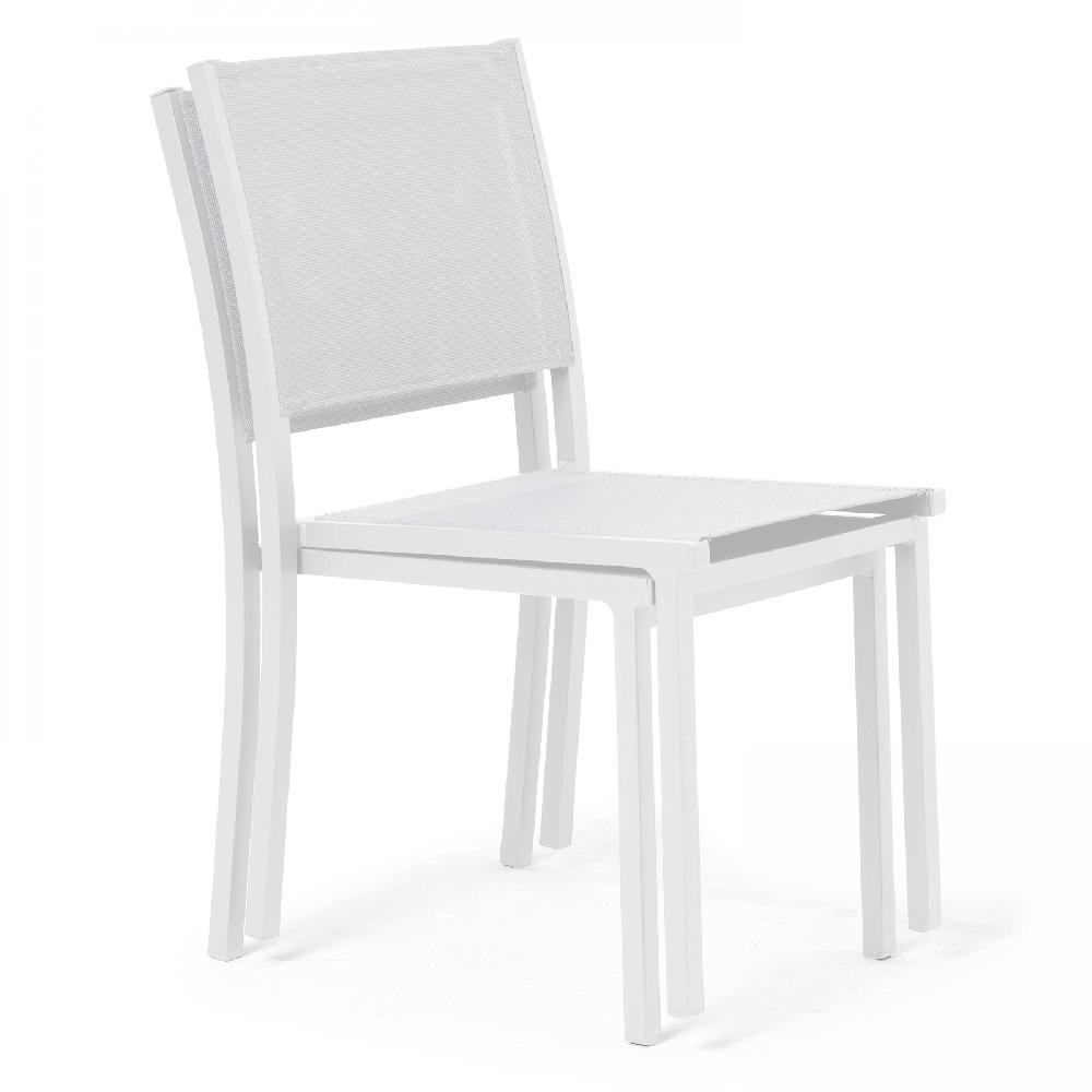 Mesa De Jardín De Aluminio Y Piedra 6 Sillas Y 2 Sillones Blancos