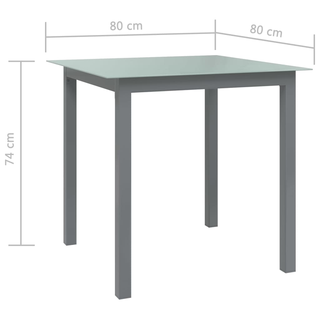 Mesa De Jardín De Aluminio Y Vidrio Gris Claro 80x80x74 Cm