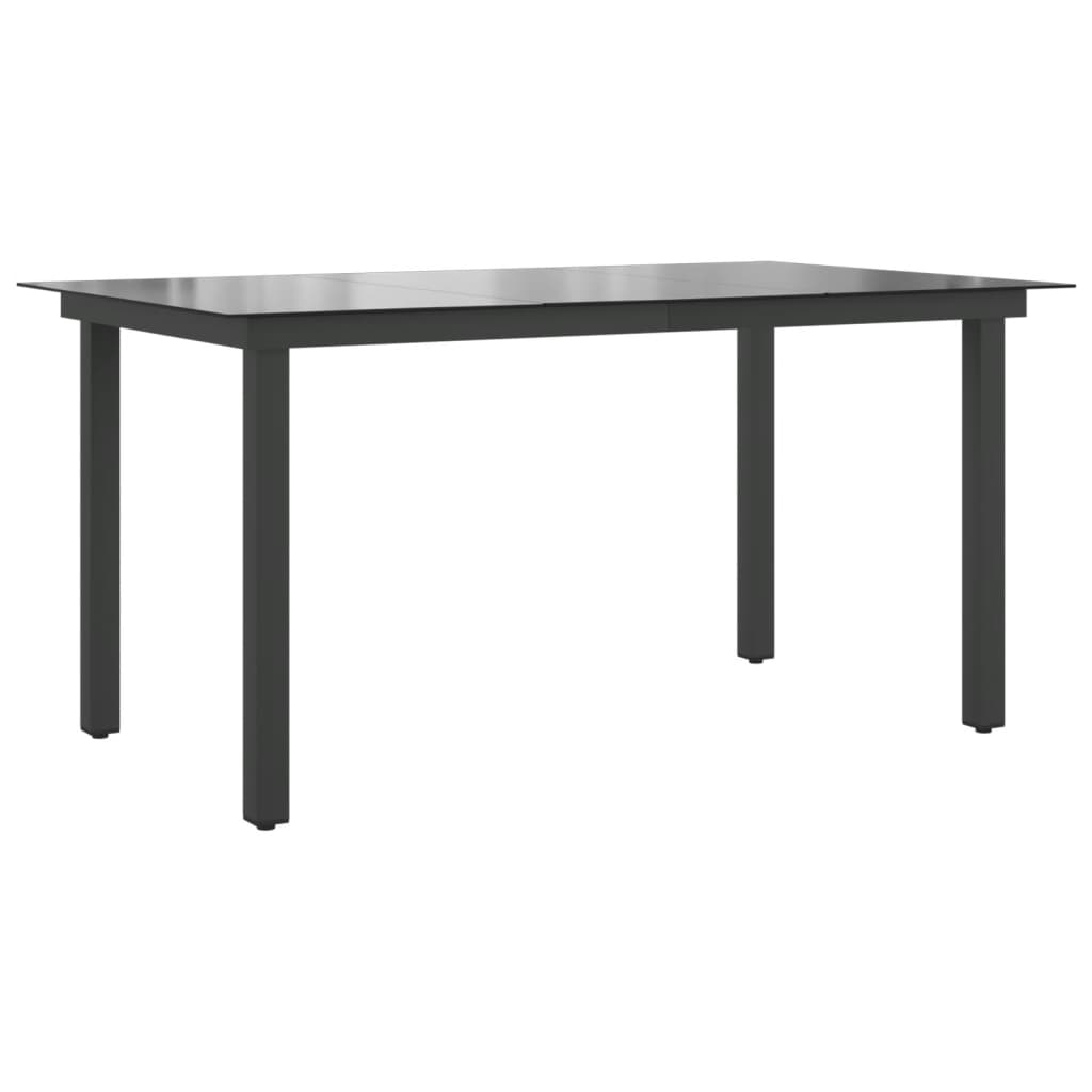 Mesa De Jardín De Aluminio Y Vidrio Negra 150x90x74 Cm