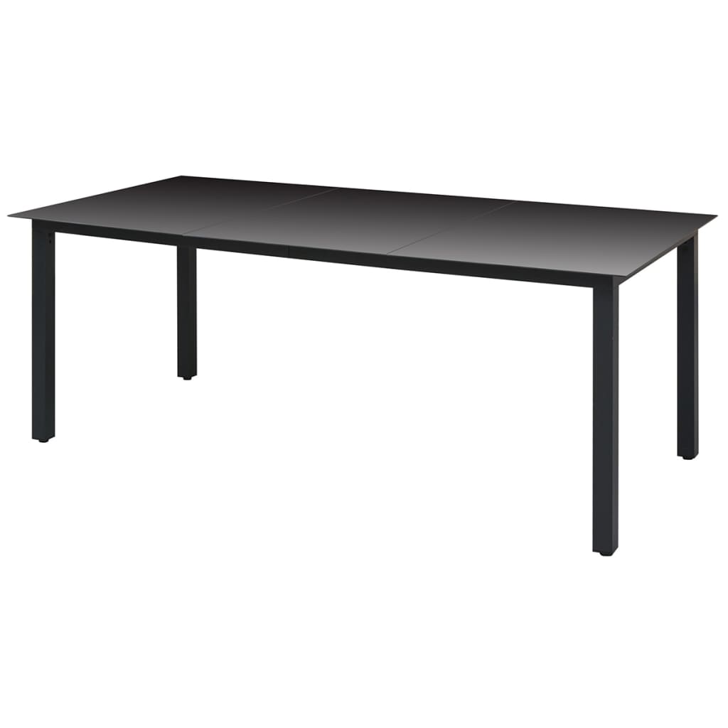 Mesa De Jardín De Aluminio Y Vidrio Negra 190x90x74 Cm