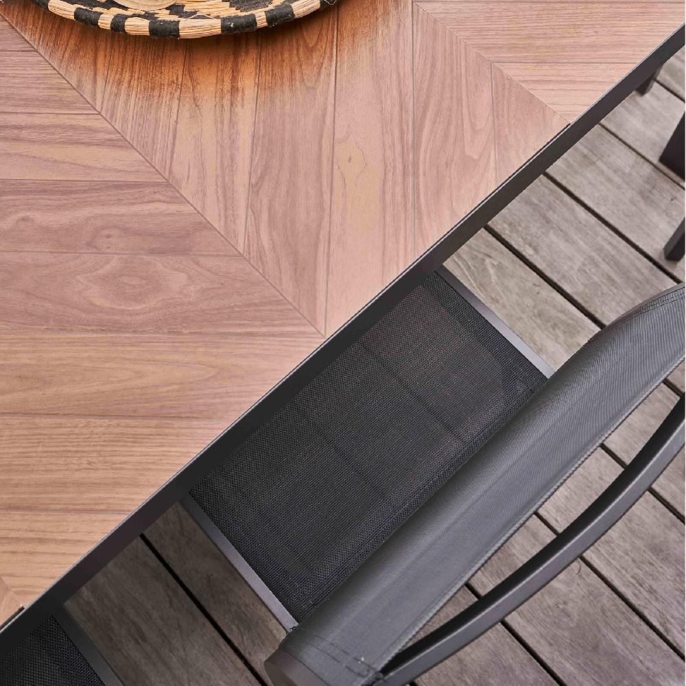 Mesa De Jardín De Cerámica Con Efecto De Madera Y 12 Sillas Tivoli - Oviala