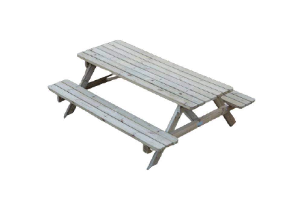 Mesa de jardín de comedor de pino Picnic verde de 150x70x220 cm