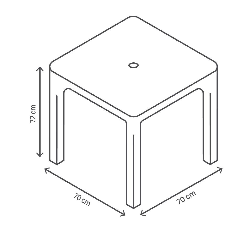 Mesa De Jardín De Comedor De Polipropileno Beach Blanco De 70x72x70 Cm