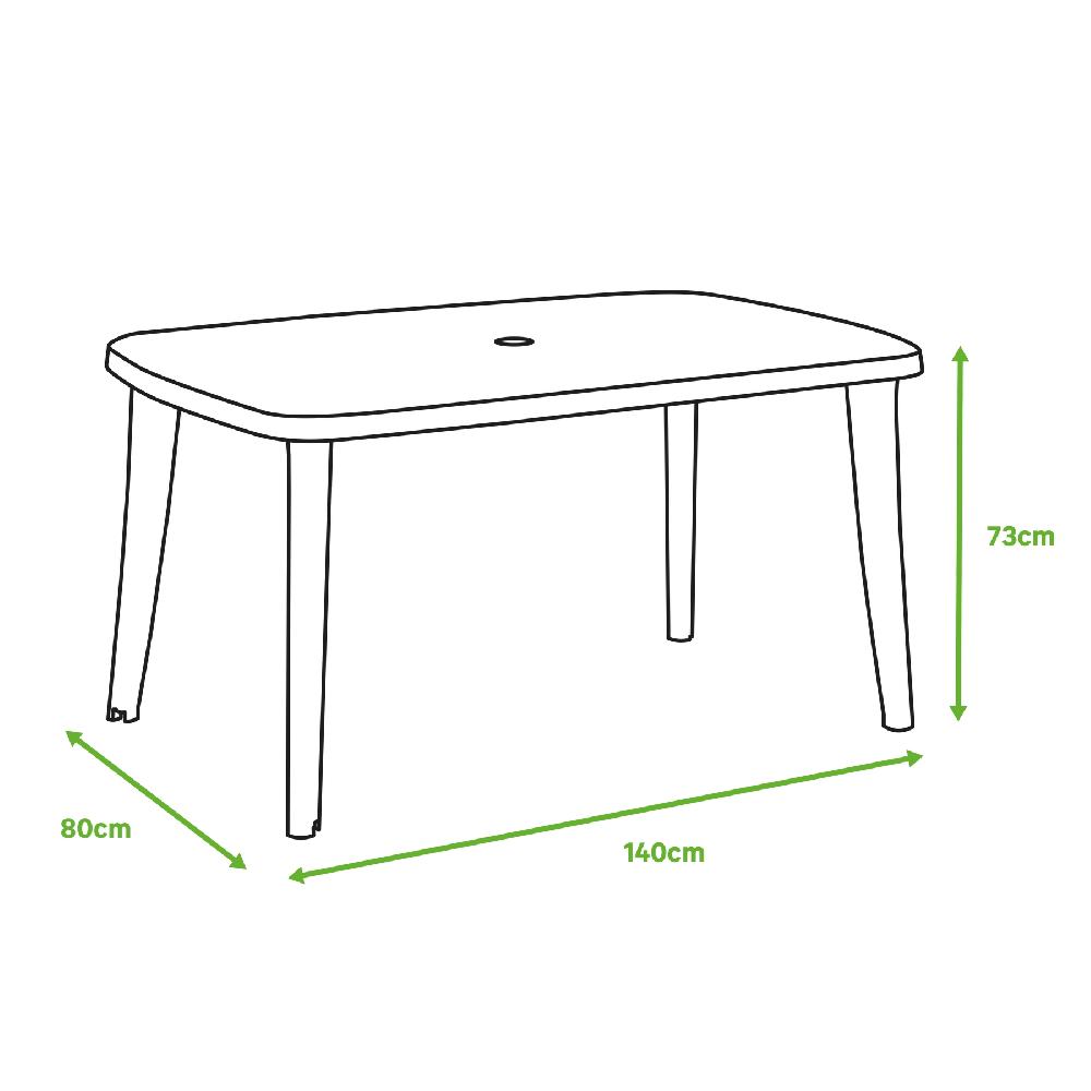 Mesa De Jardín De Comedor De Polipropileno Tonelle Verde De 140x73x85 Cm