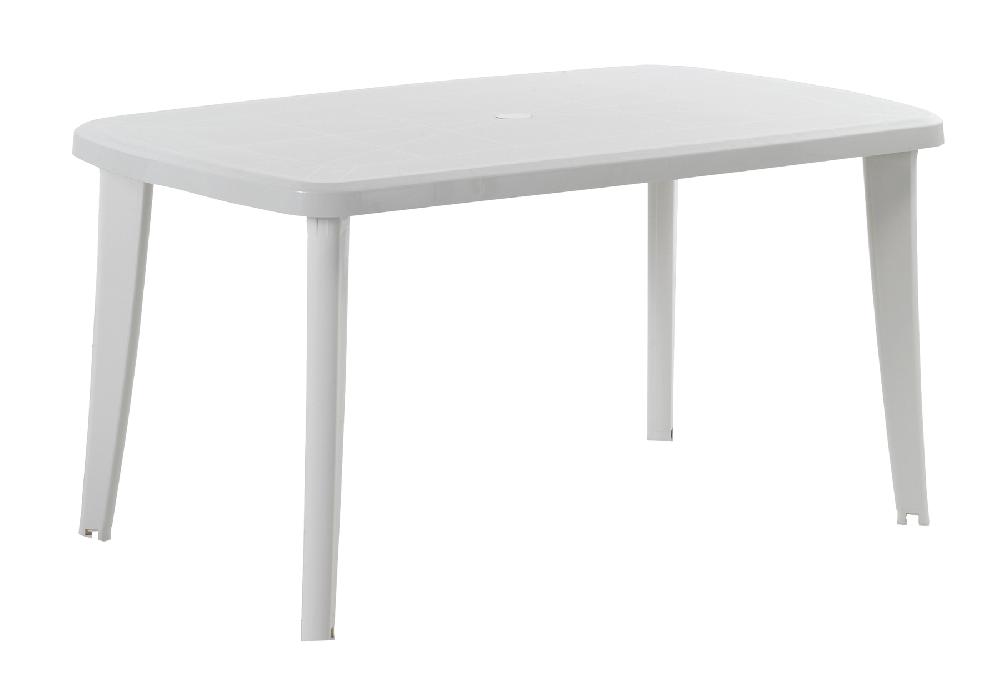 Mesa de jardín de comedor de polipropileno Tonelle blanco de 140x73x85 cm