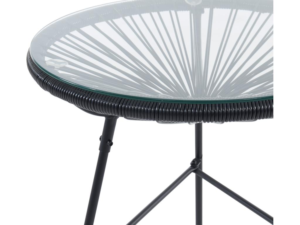 Mesa De Jardín De Fibra De Resina Trenzada - Negro - ALIOS II