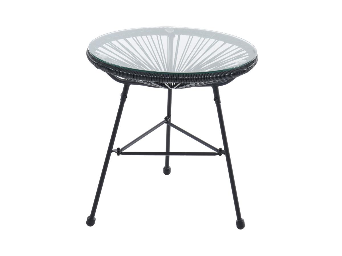 Mesa De Jardín De Fibra De Resina Trenzada - Negro - ALIOS II