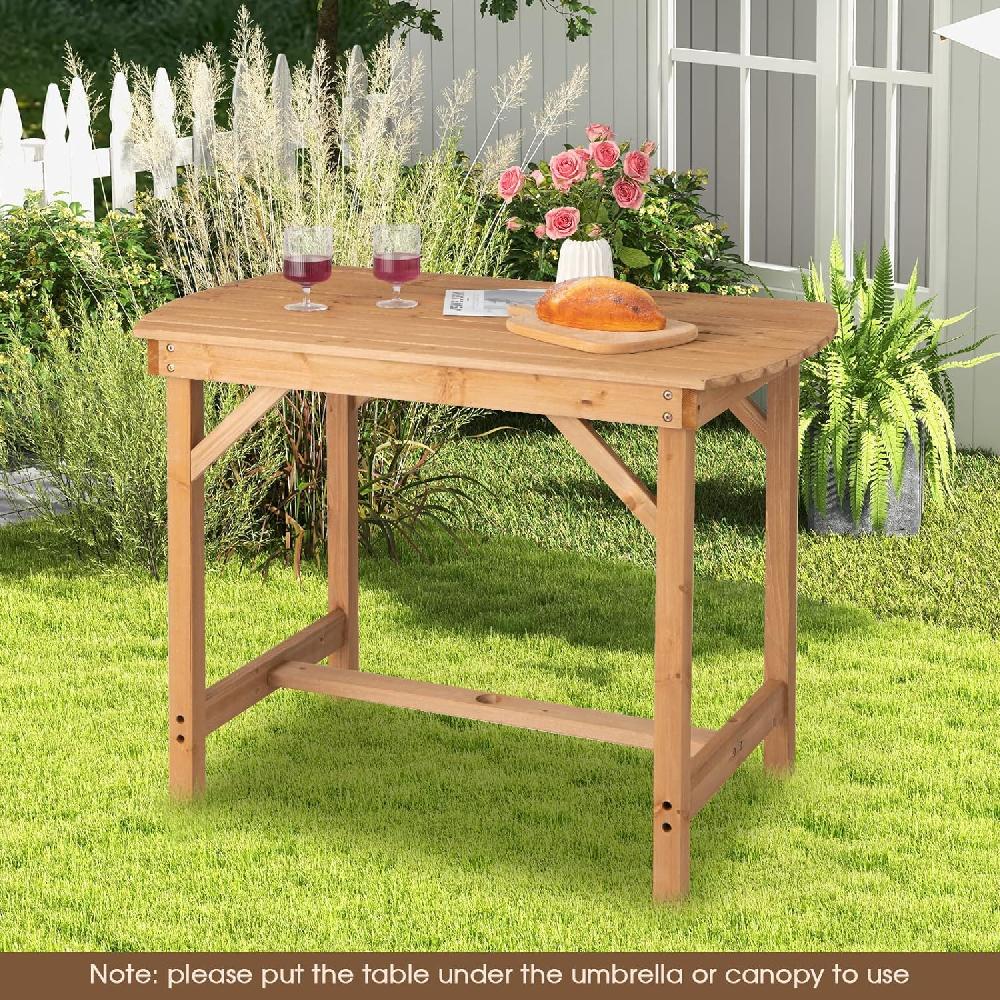 Mesa De Jardín De Madera De Abeto Macizo Mesa Exterior Con Agujero De Sombrilla De 4 Cm Para 4 – 6 Personas 100 X 60 X 75 Cm Carga 180 Kg