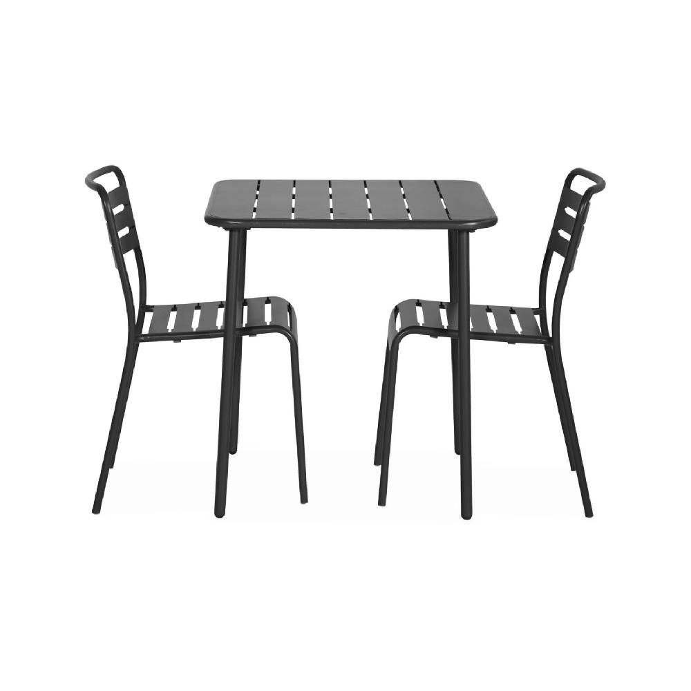Mesa de jardín de metal con 2 sillas Amelia Antracita 70x70x72.5 cm