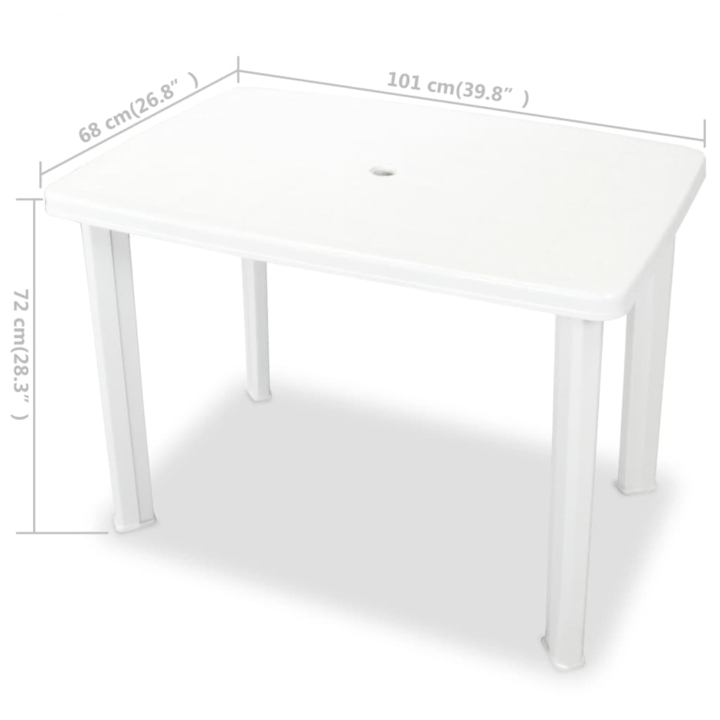 Mesa De Jardín De Plástico Blanca 101x68x72 Cm
