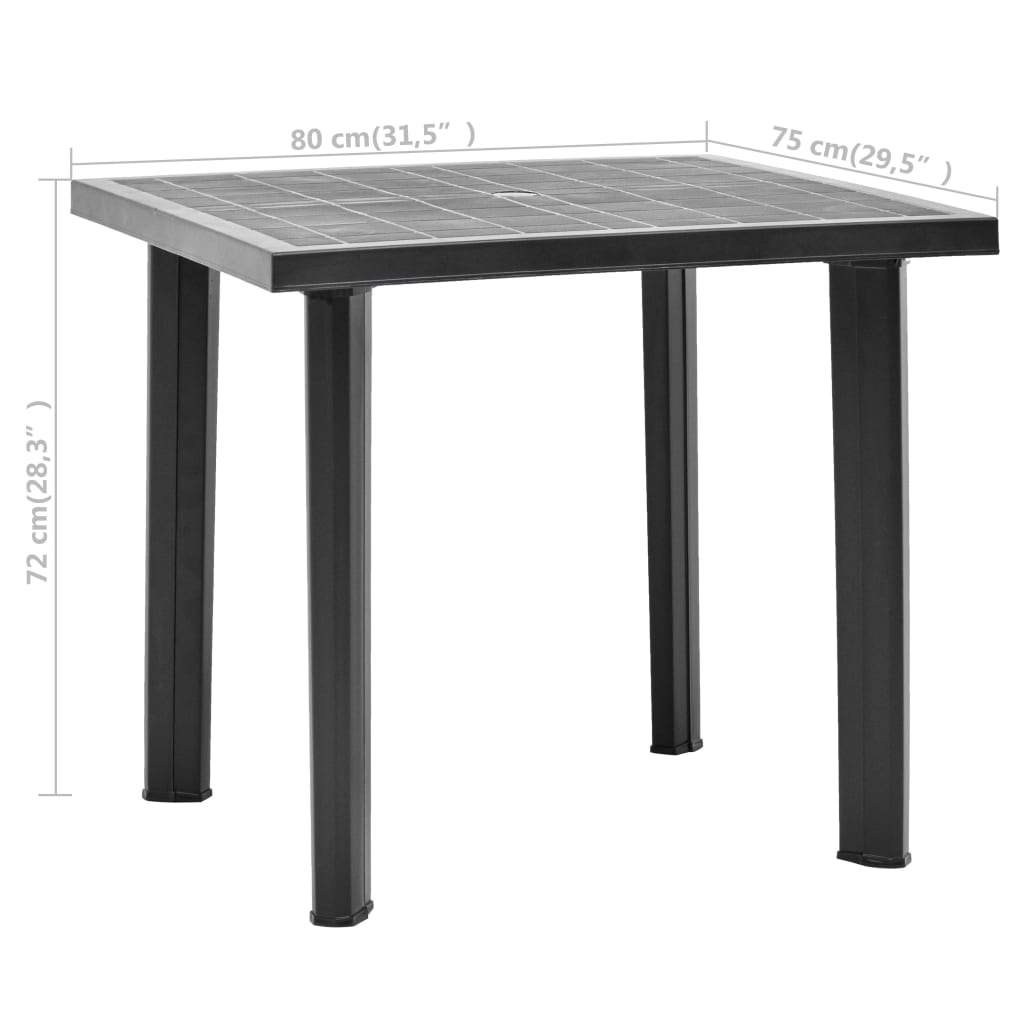 Mesa De Jardín De Plástico Gris Antracita 80x75x72 Cm