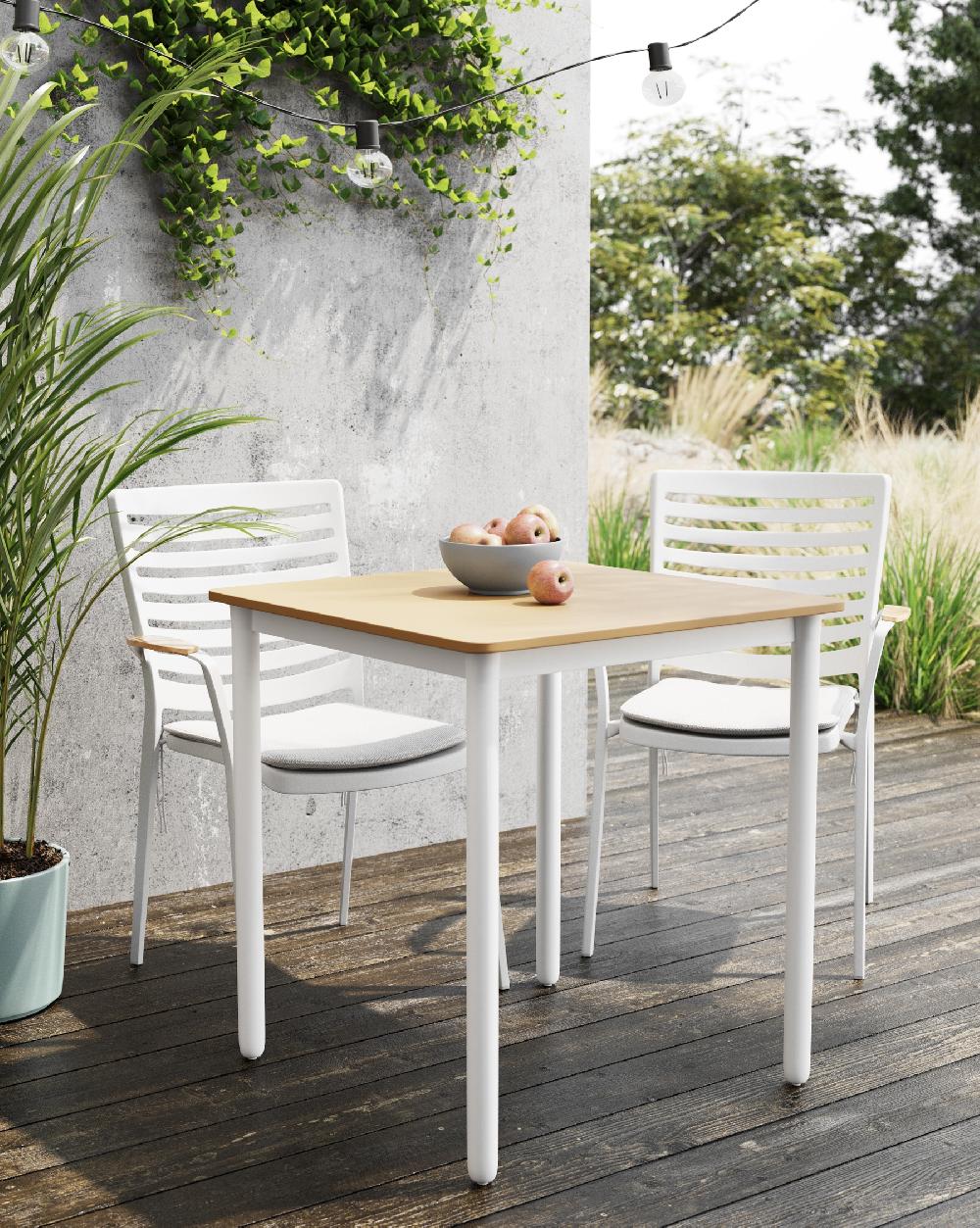 Mesa De Jardín De Polipropileno Marsella Beige De 70x74x70 Cm