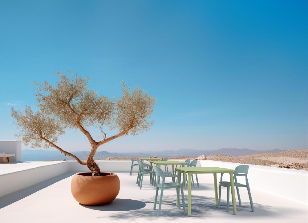 Mesa De Jardín De Polipropileno Reciclado Noa Verde De 90x74x90 Cm