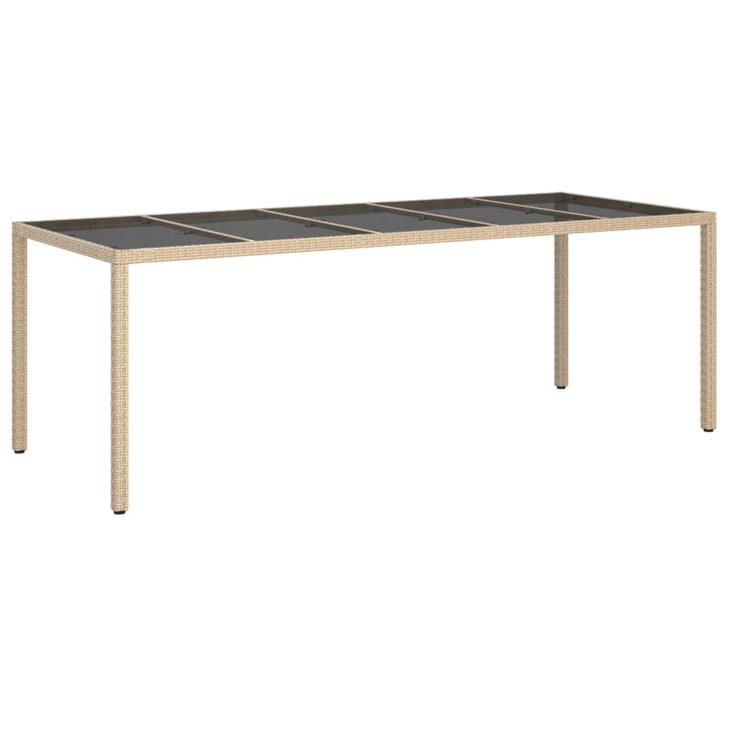 Mesa De Jardín De Vidrio Templado Ratán PE Beige 250x100x75 Cm