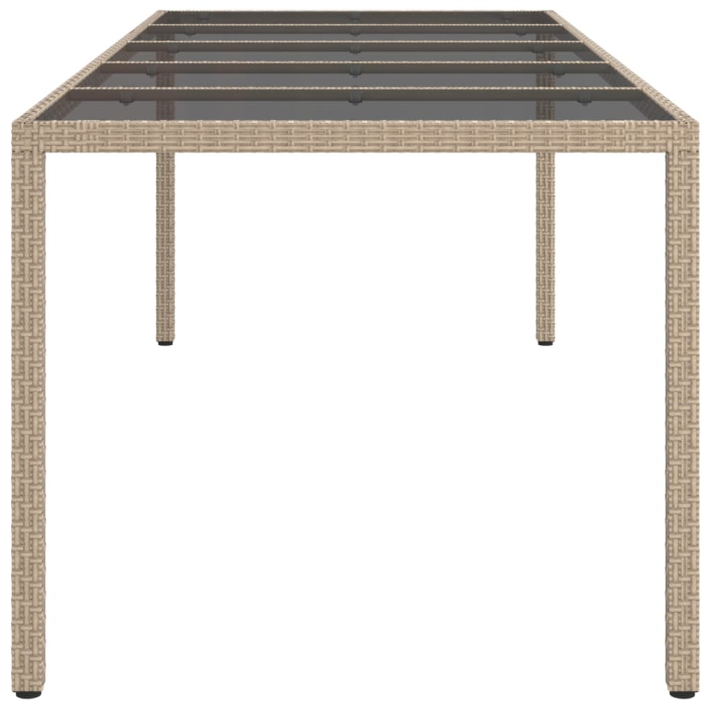 Mesa De Jardín De Vidrio Templado Ratán PE Beige 250x100x75 Cm