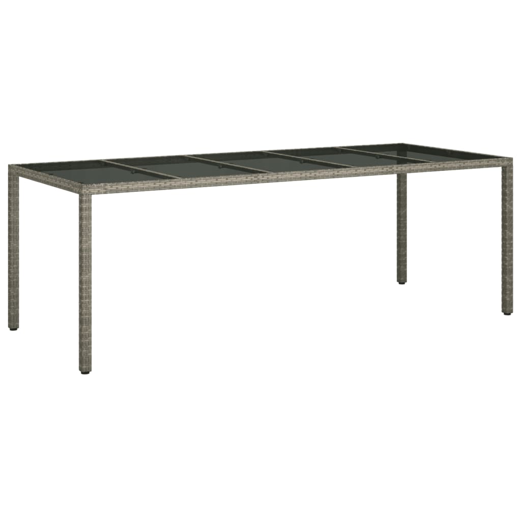 Mesa De Jardín De Vidrio Templado Ratán PE Gris 250x100x75 Cm