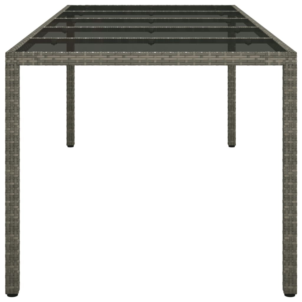 Mesa De Jardín De Vidrio Templado Ratán PE Gris 250x100x75 Cm