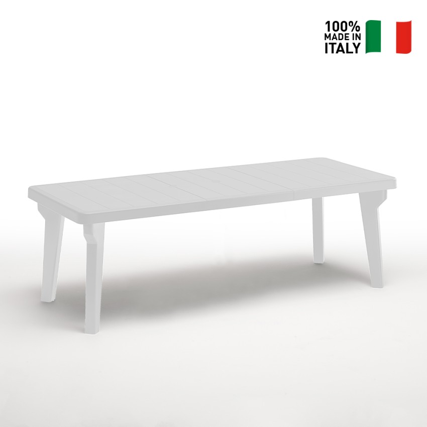 Mesa De Jardín Extensible 160-220x90 Cm De Polipropileno Bergen - Blanco