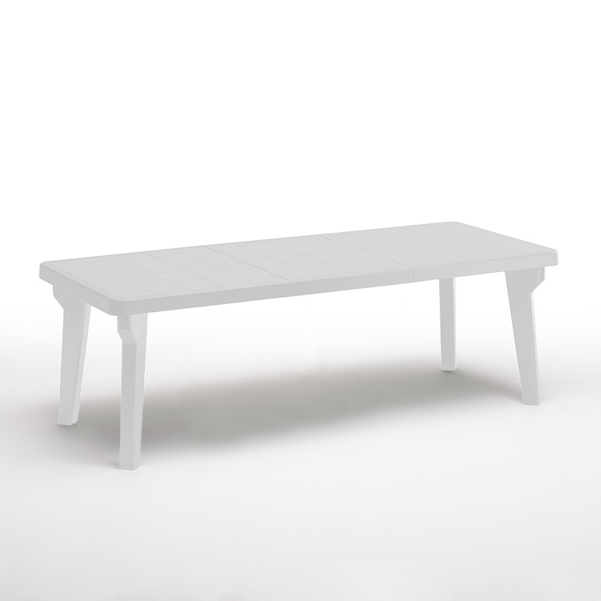 Mesa De Jardín Extensible 160-220x90 Cm De Polipropileno Bergen - Blanco