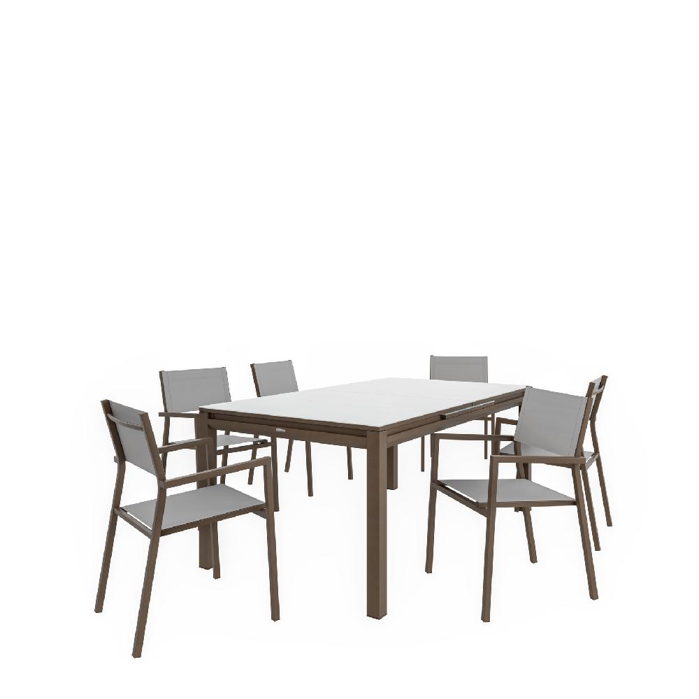 Mesa De Jardín Extensible Aluminio Naterial Odyssea II Marrón180/240x75x100 Cm