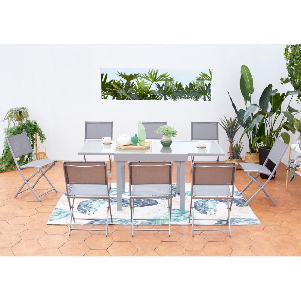 Mesa De Jardín Extensible De Aluminio Para 8 Personas + 8 Sillas MOLVINA