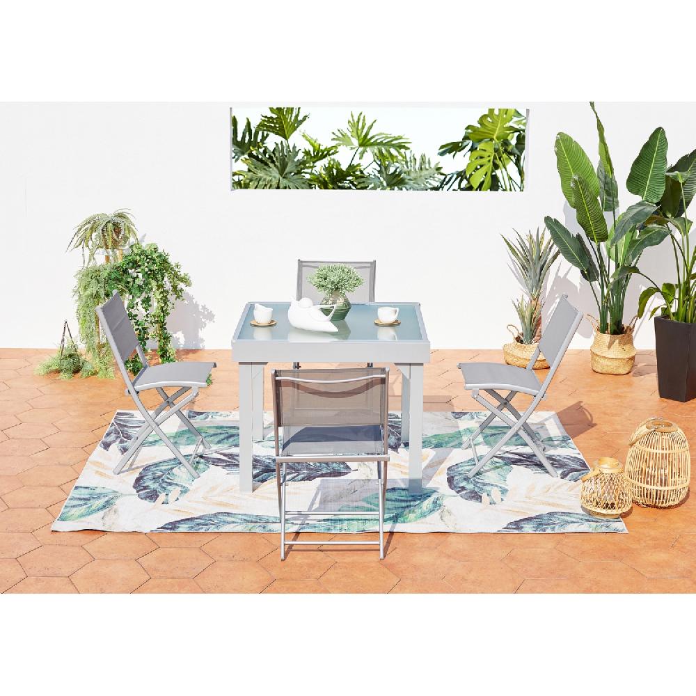 Mesa De Jardín Extensible De Aluminio Para 8 Personas + 4 Sillas MOLVINA