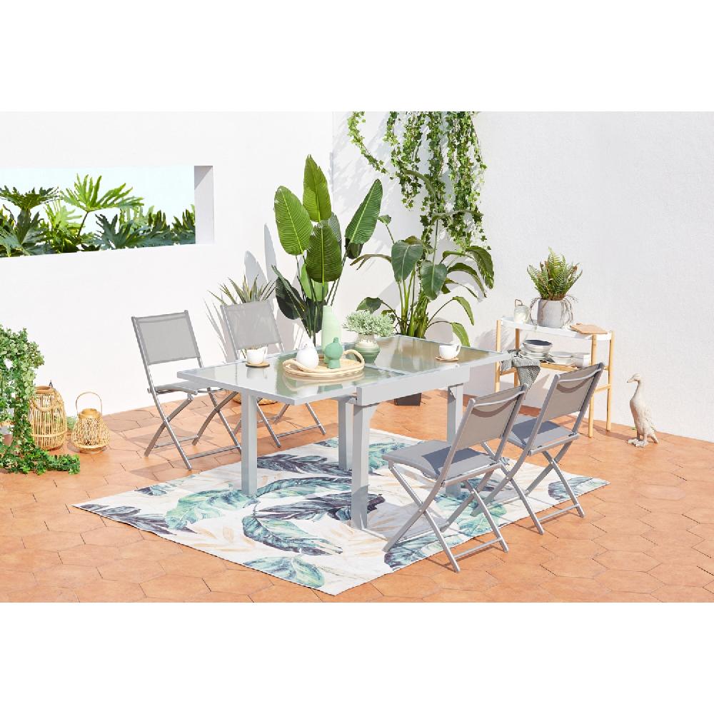 Mesa De Jardín Extensible De Aluminio Para 8 Personas + 4 Sillas MOLVINA