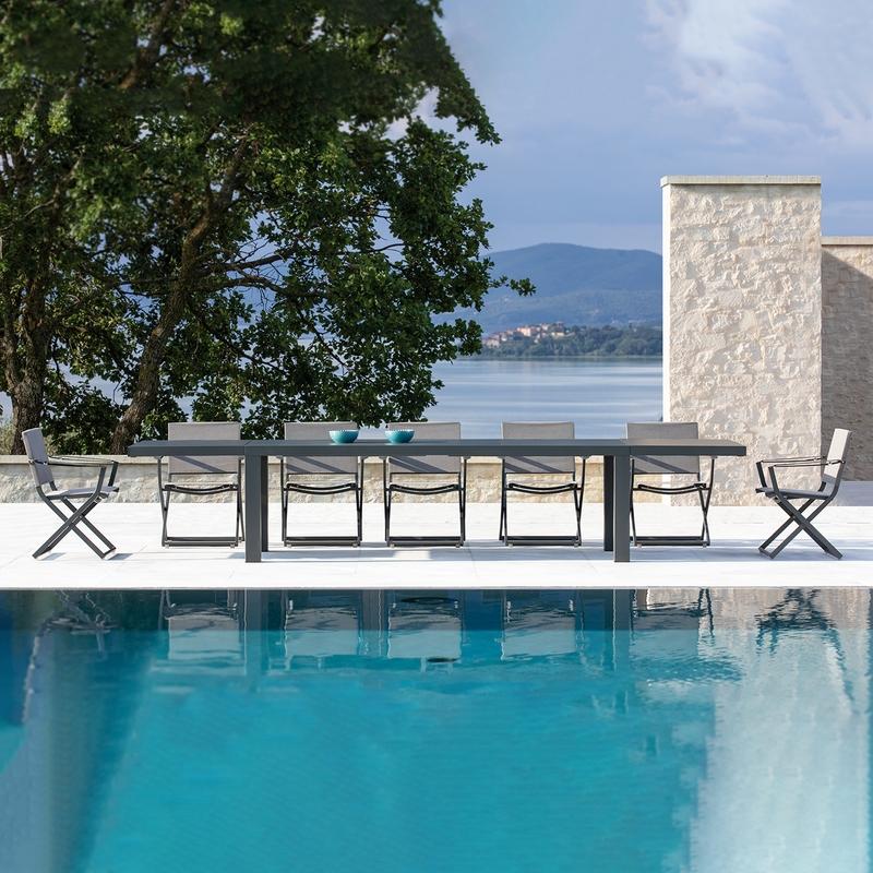 Mesa De Jardín Extensible De Metal "Sofy" 250/400x90 Cm 75h Gris