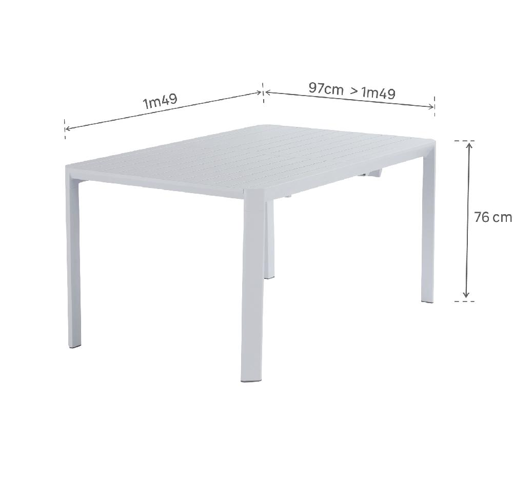 Mesa De Jardín Extensible Idaho De Aluminio De 97/149x149x76 Cm Granito
