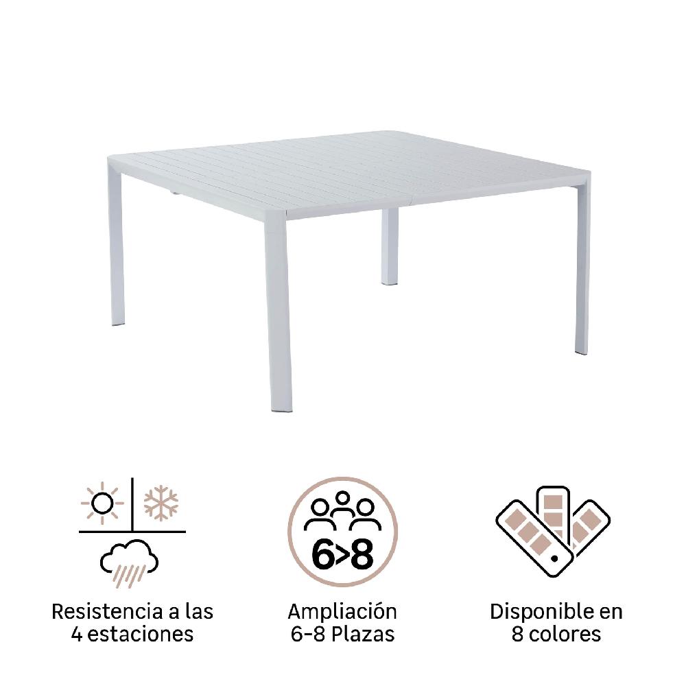 Mesa De Jardín Extensible Idaho De Aluminio De 97/149x149x76 Cm Granito