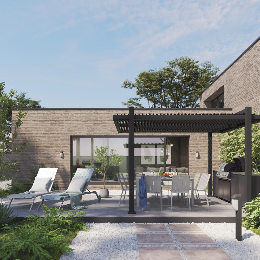 Mesa De Jardín Extensible Idaho De Aluminio De 97/149x149x76 Cm Granito